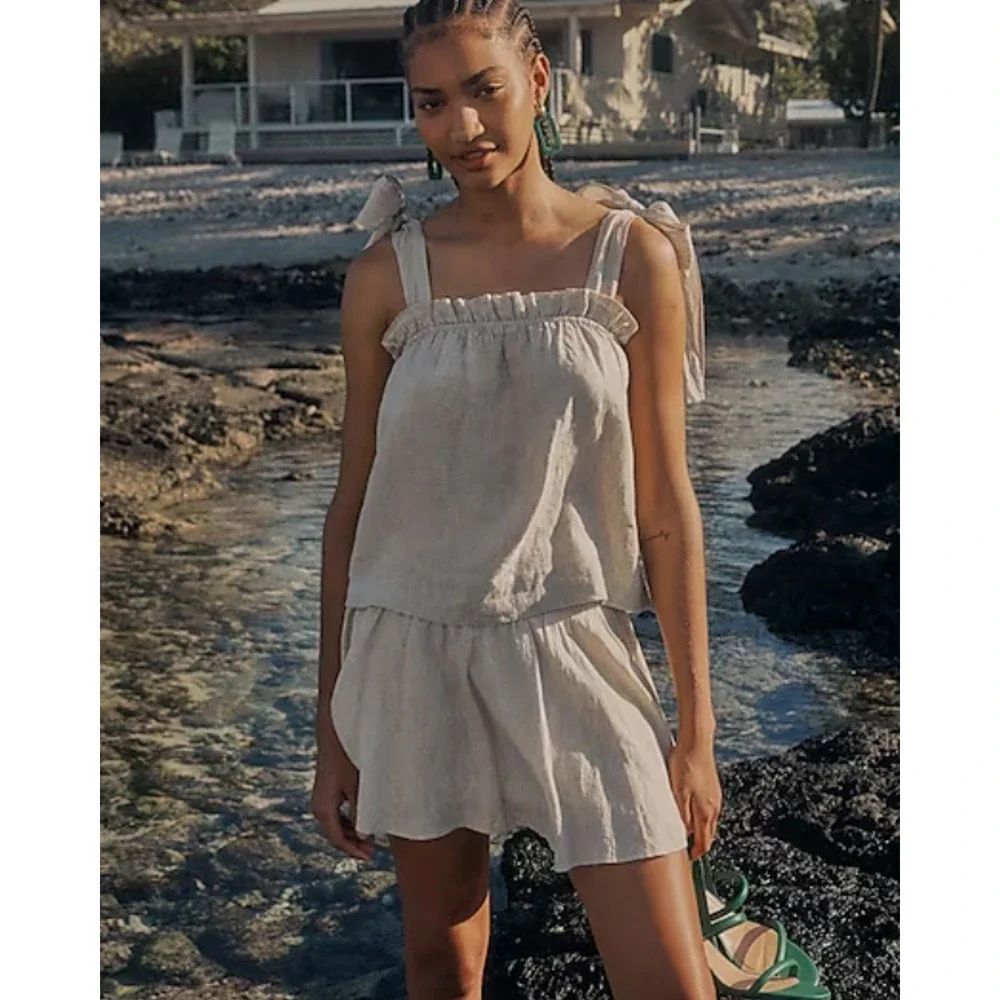 NWT J Crew Smocked Linen Skirt XS Guava Pink J.Crew BG546 90s Y2K